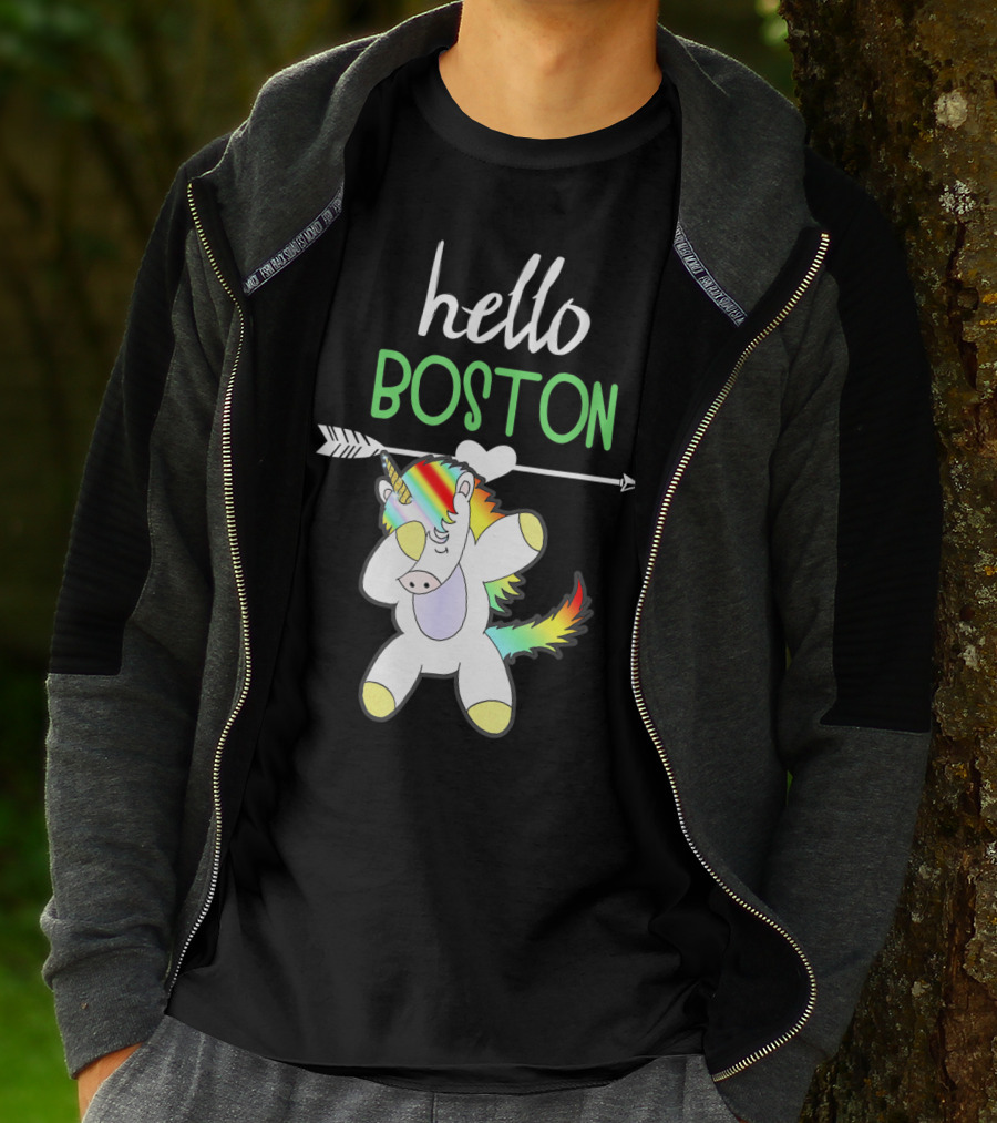 Hello Boston Dabbing Unicorn Girls T-Shirt