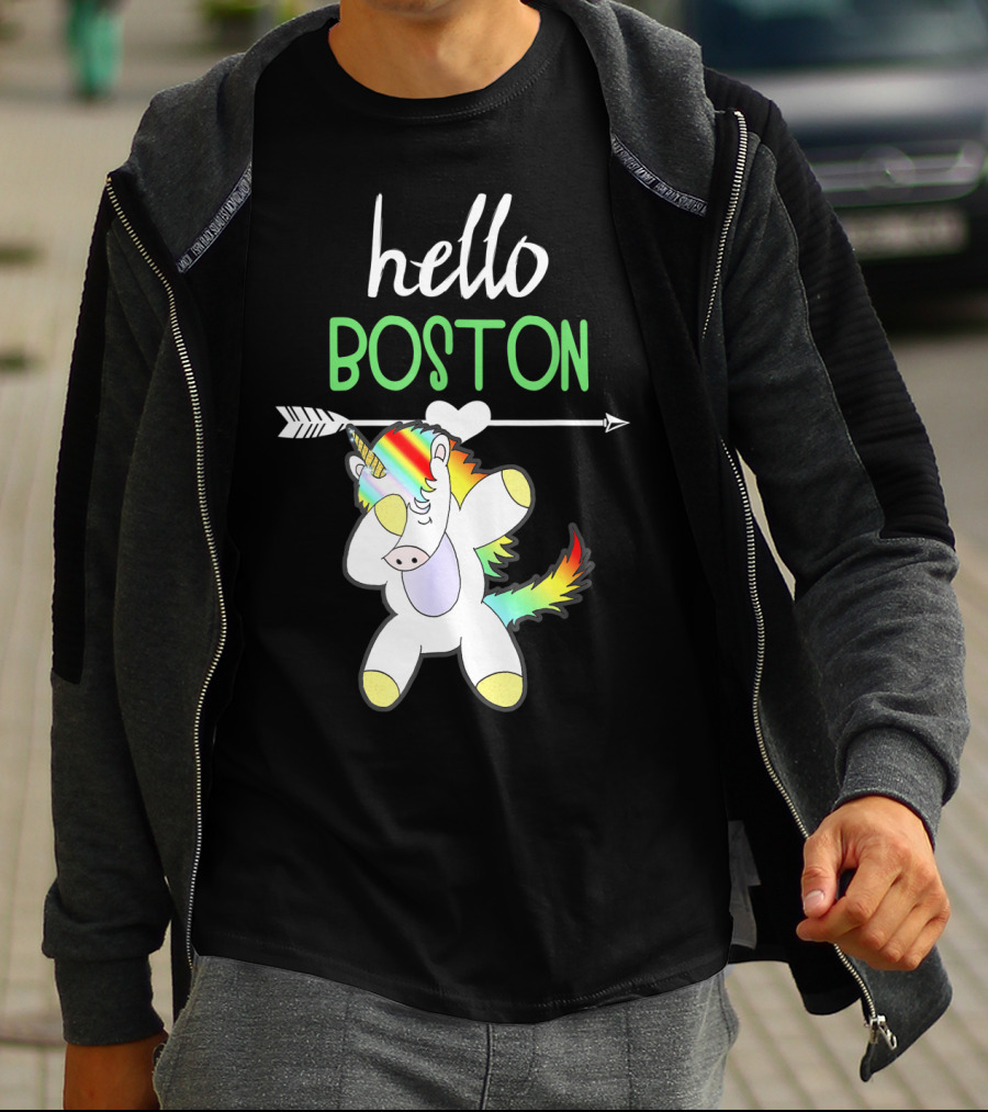 Hello Boston Dabbing Unicorn Girls T-Shirt