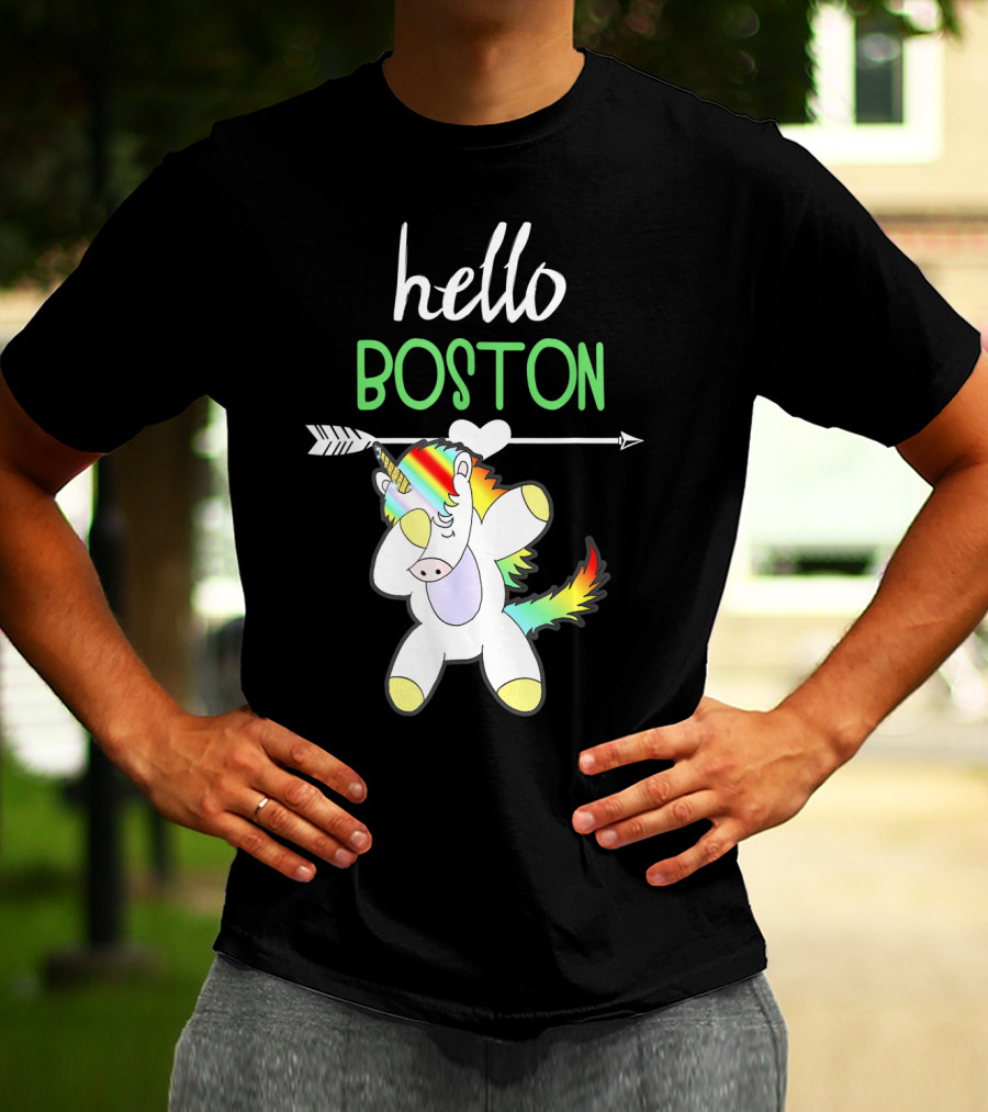 Hello Boston Dabbing Unicorn Girls T-Shirt
