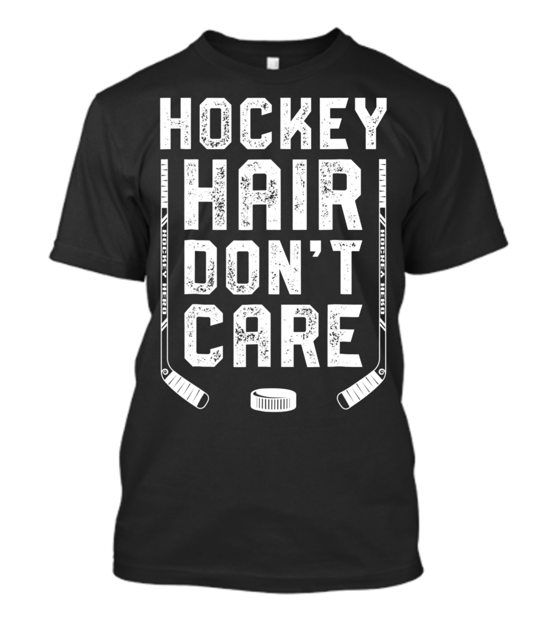 Hockey Hair Don't Care Ice Puck Hockey Stick Player T-Shirt