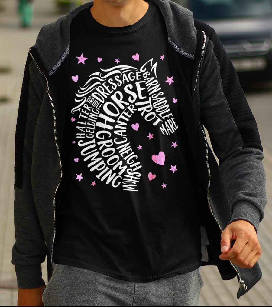 Horse Dressage Canter Jumping Saddle Neigh Show Groom Trot Barn Mare For Girls Women Horseback Riding T-Shirt