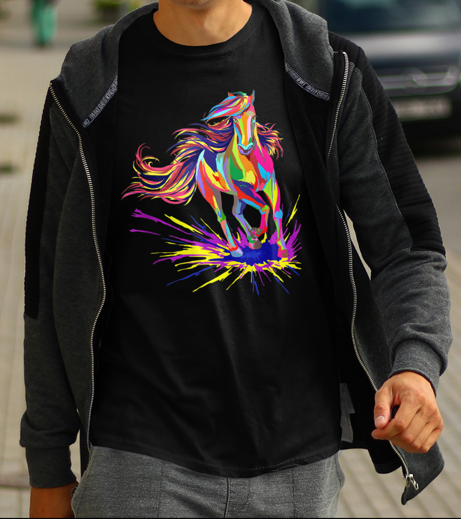 Horse Watercolor I Love Horseback Riding Funny Horse T-Shirt