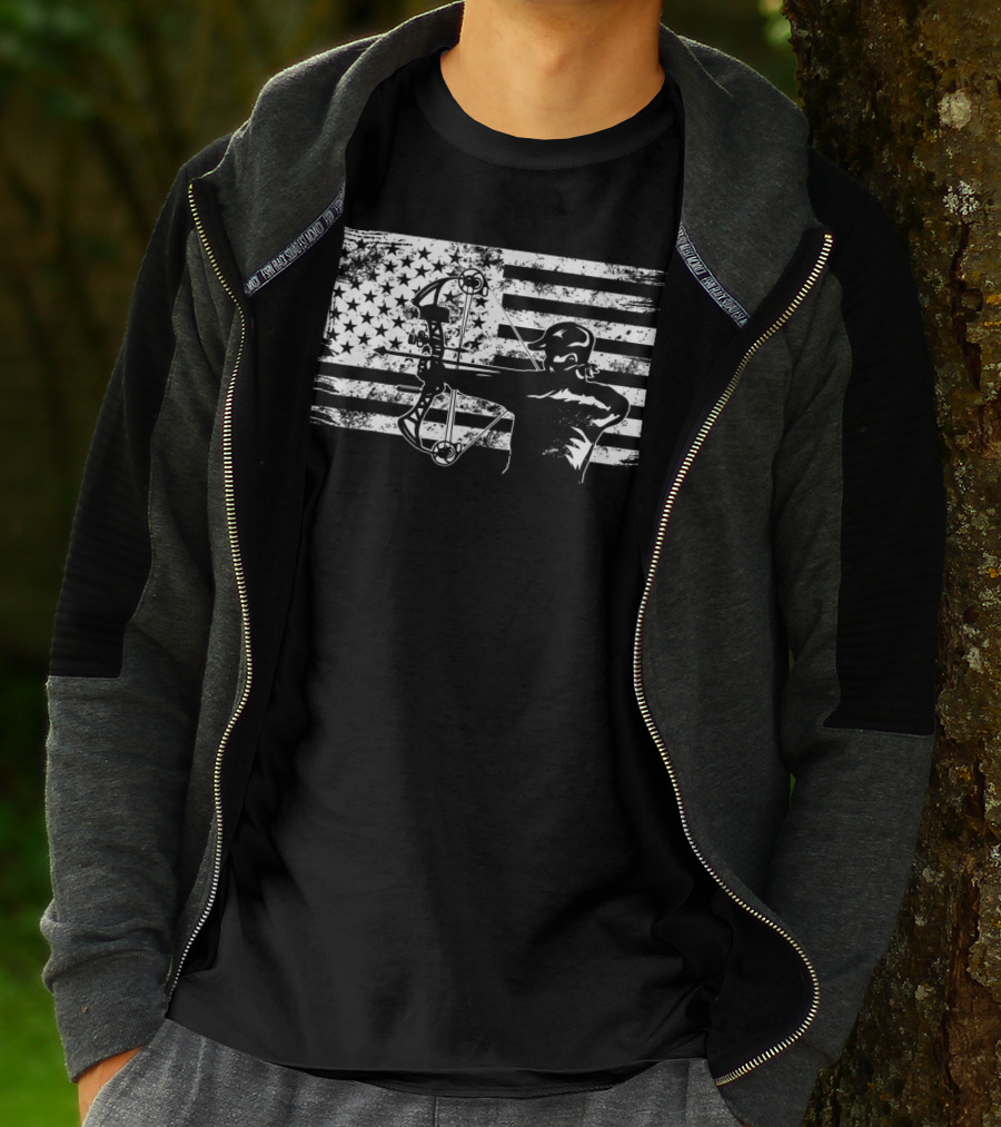 American Flag Bowhunting Archer Hunter T-Shirt