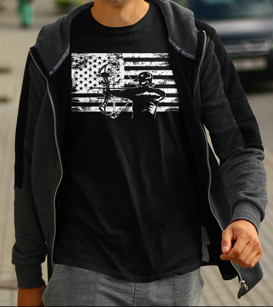 American Flag Bowhunting Archer Hunter T-Shirt