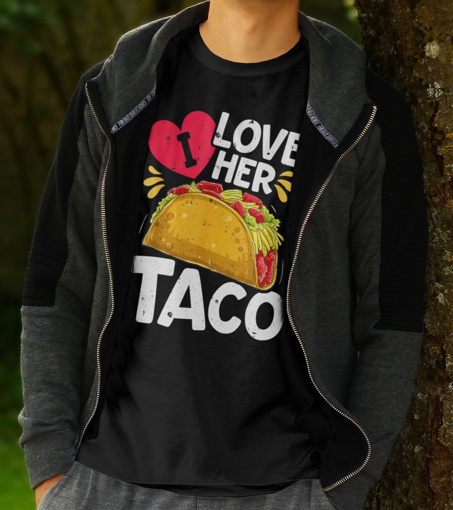Cinco De Mayo Couple Matching I Love Her Taco T-Shirt