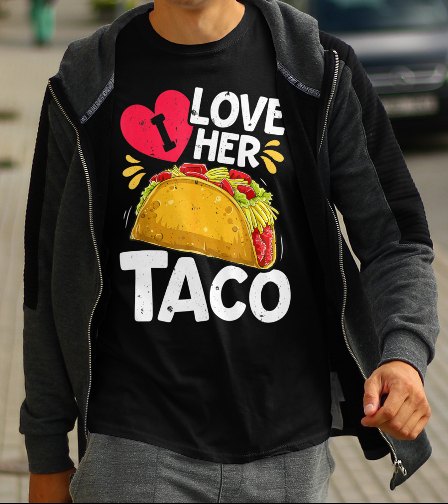 Cinco De Mayo Couple Matching I Love Her Taco T-Shirt