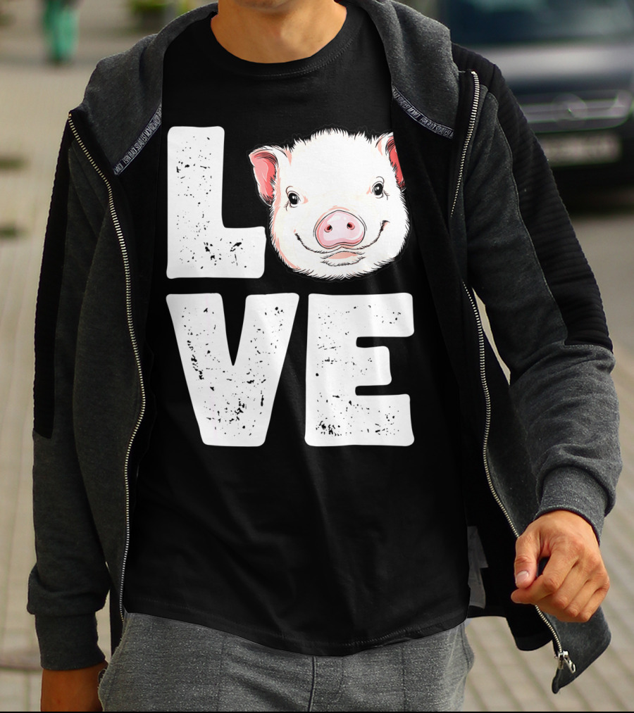 Love Pig Lovers Farming Farmer Girls T-Shirt