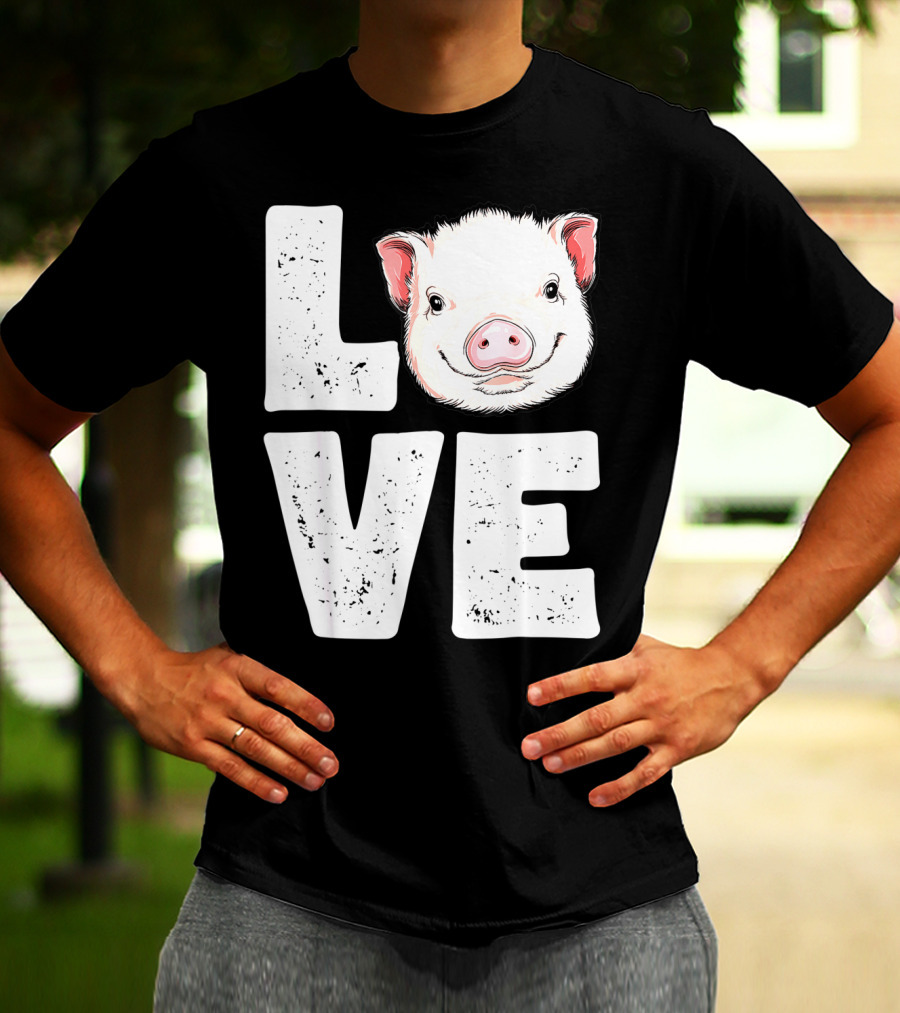Love Pig Lovers Farming Farmer Girls T-Shirt