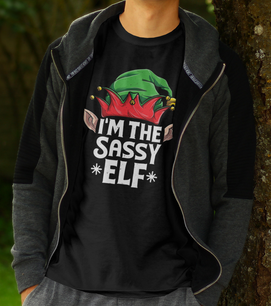 I'm The Sassy Elf Christmas Hat And Ears T-Shirt