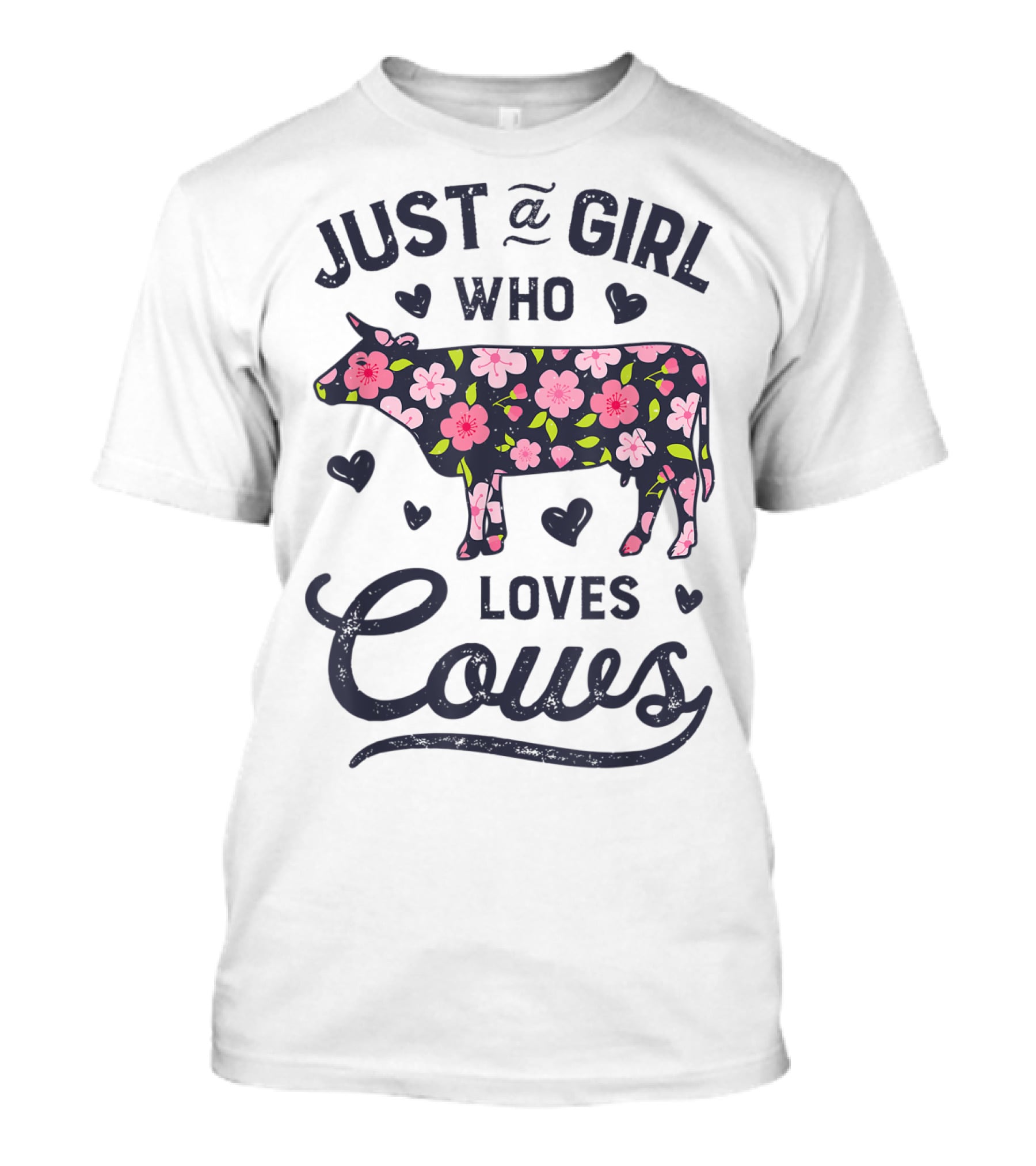 Just A Girl Who Loves Cows Floral Cow Farmer Farm T-Shirt