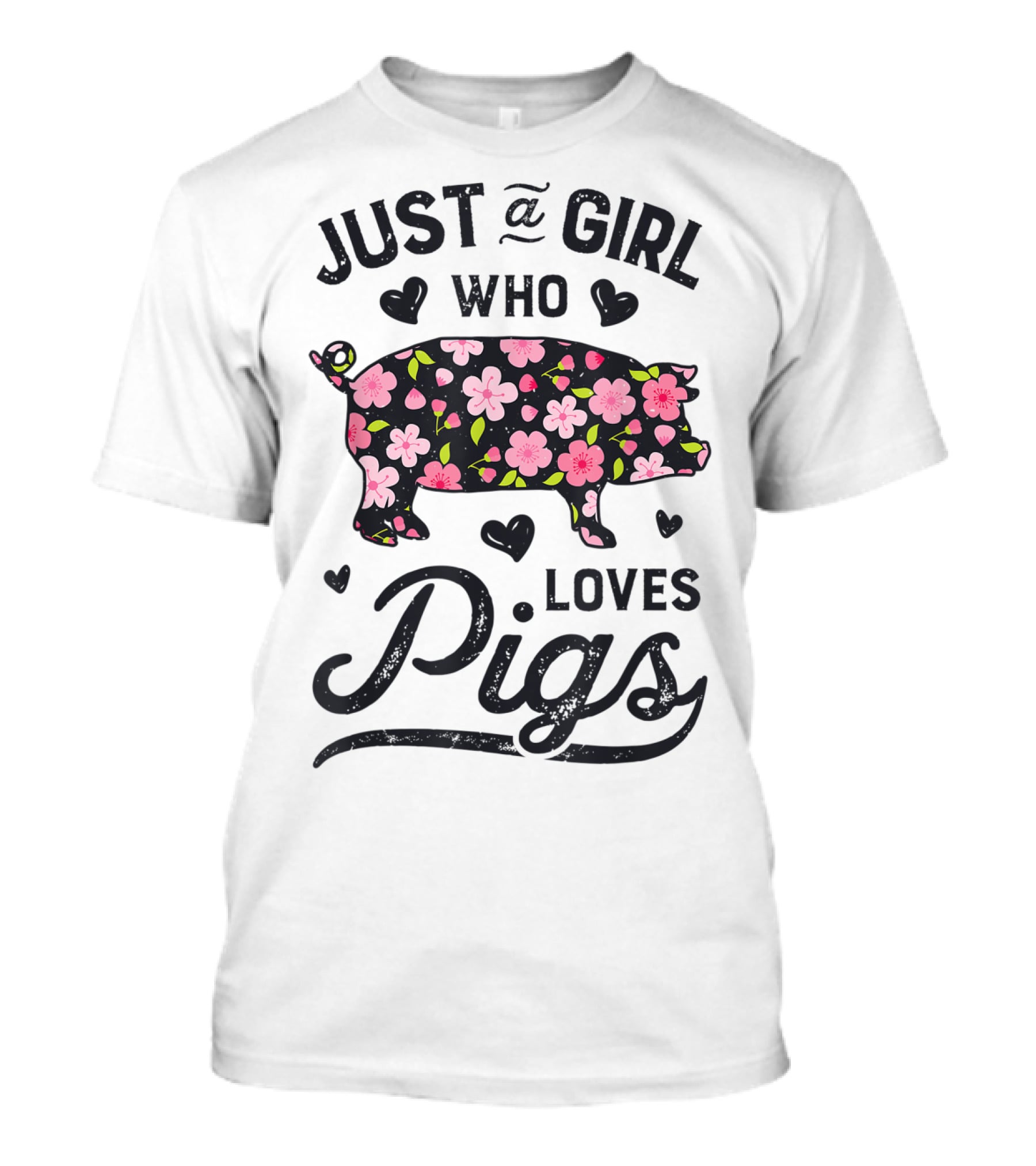 Just A Girl Who Loves Pigs With Floral Patterns For Girls Women Kids Farm T-Shirt