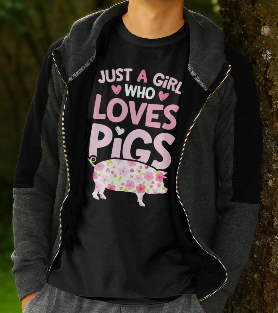 Just A Girl Who Loves Pigs With Floral Heart Pig T-Shirt