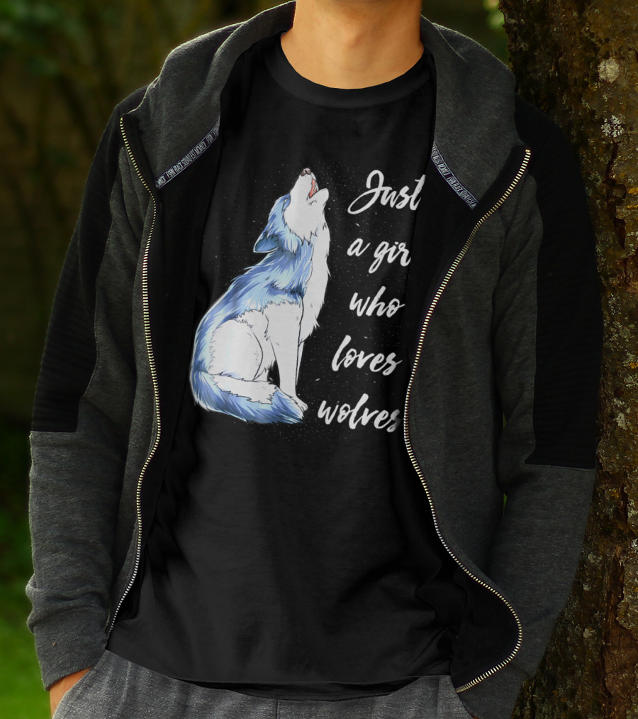 Just A Girl Who Loves Wolves Howling Wolf T-Shirt