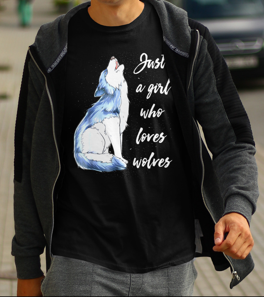 Just A Girl Who Loves Wolves Howling Wolf T-Shirt
