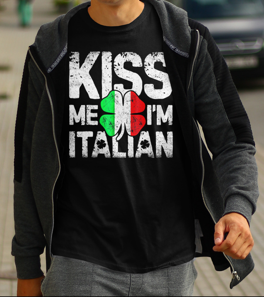 Kiss Me I'm Italian Clover Flag T-Shirt
