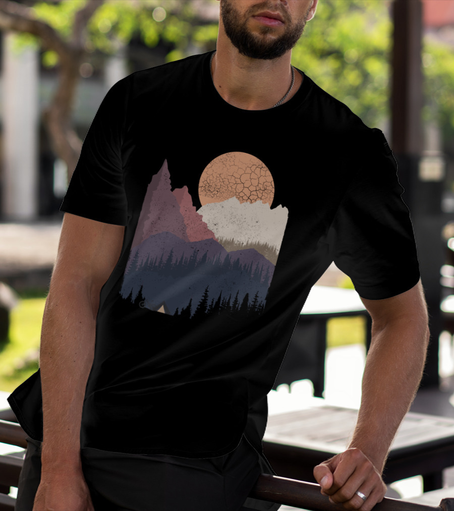 Be Wild Mountain Landscape With Moon And Forest T-Shirt