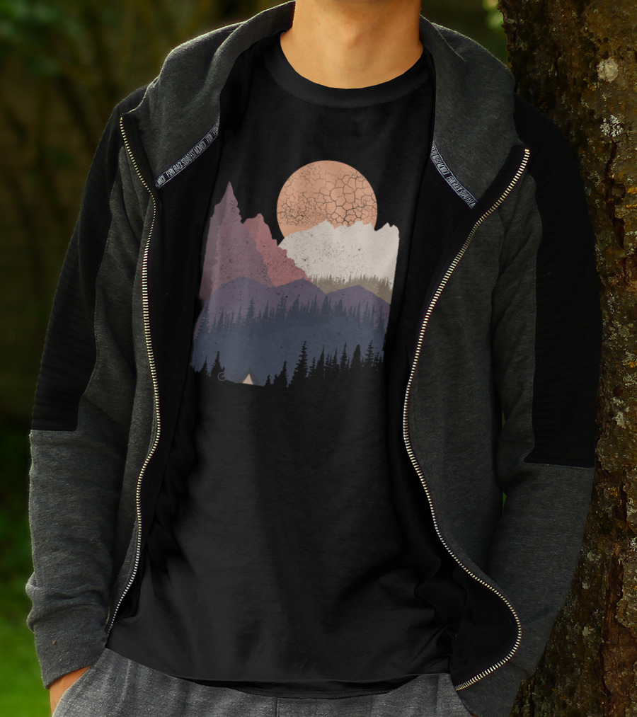 Be Wild Mountain Landscape With Moon And Forest T-Shirt