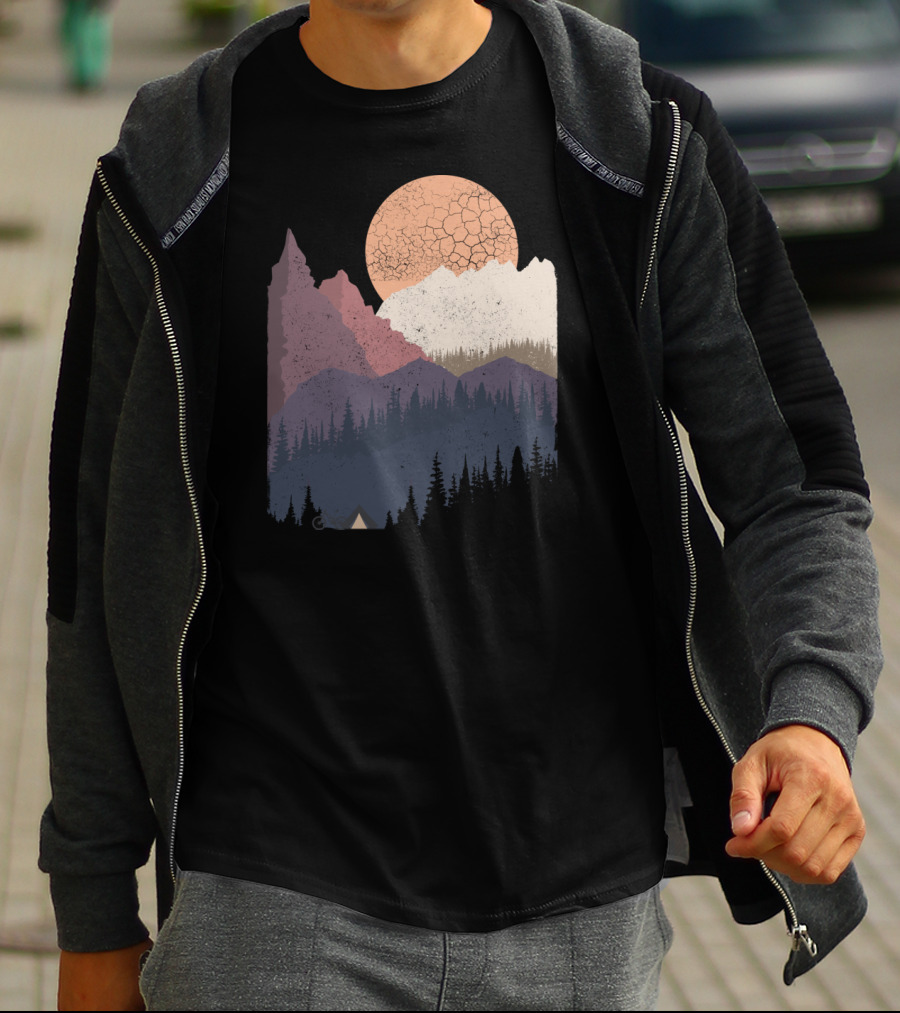Be Wild Mountain Landscape With Moon And Forest T-Shirt