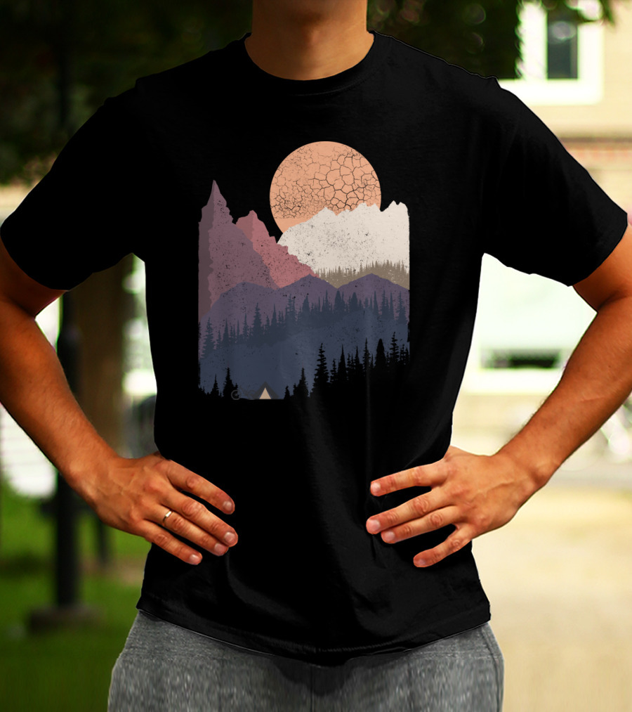 Be Wild Mountain Landscape With Moon And Forest T-Shirt