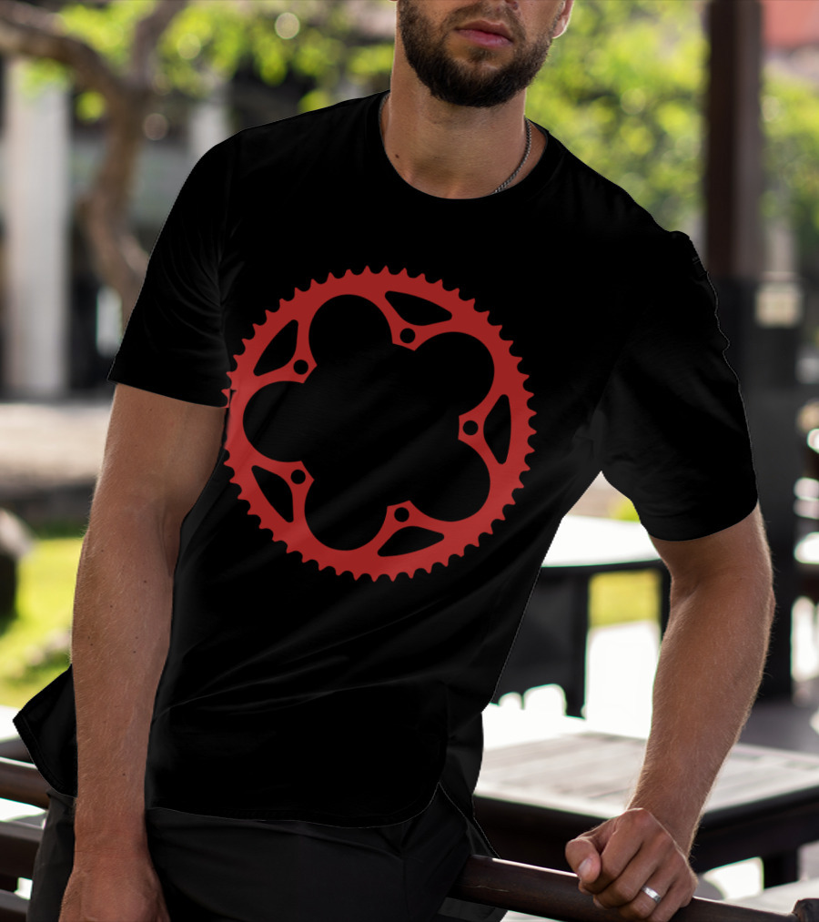 Bicycle Chain Ring Red Gear Shape T-Shirt