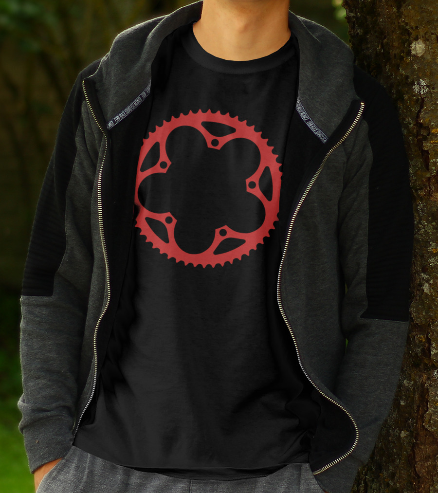 Bicycle Chain Ring Red Gear Shape T-Shirt