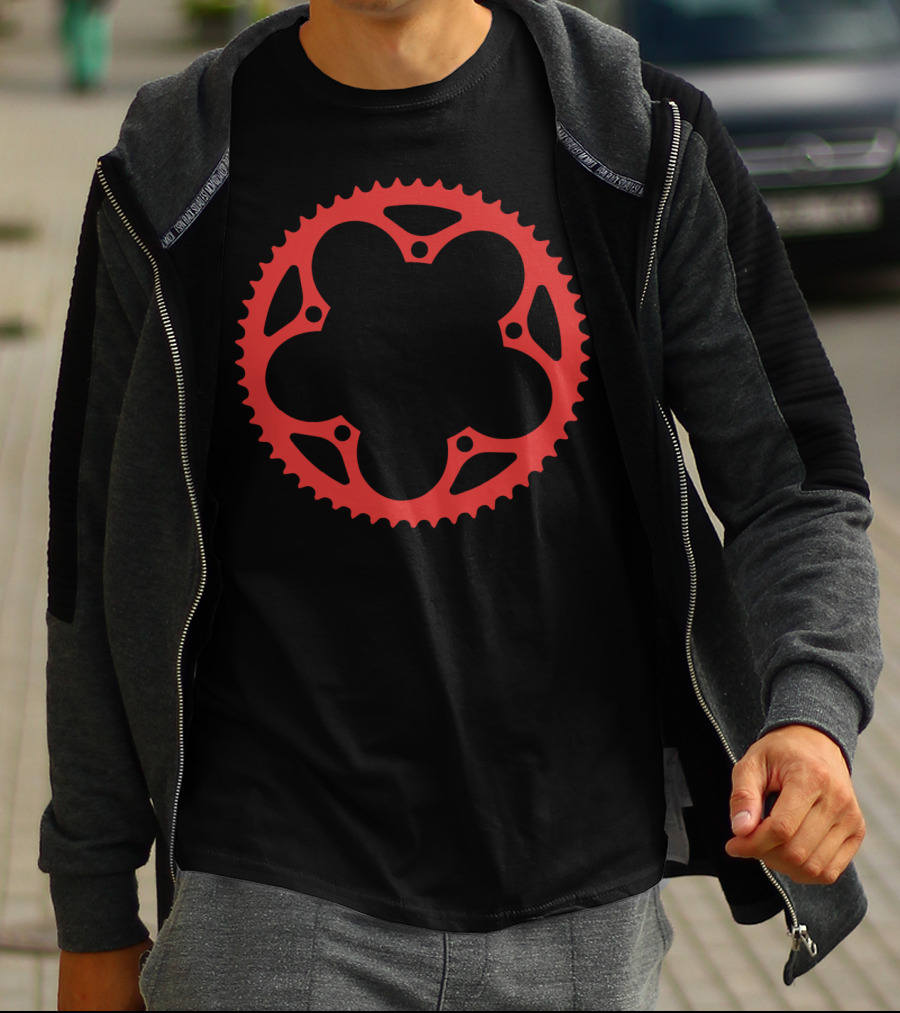 Bicycle Chain Ring Red Gear Shape T-Shirt