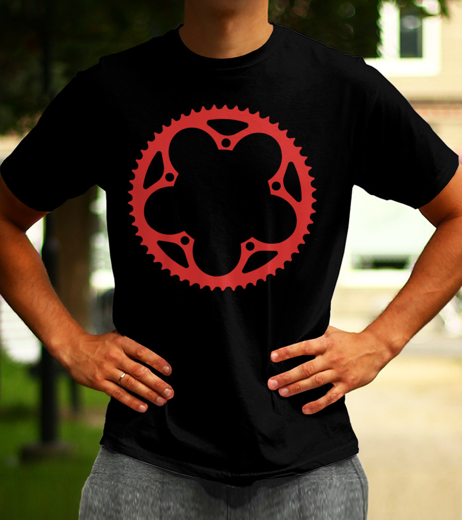 Bicycle Chain Ring Red Gear Shape T-Shirt