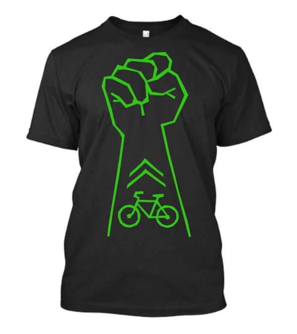 Bike Activist Fist With Green Bicycle T-Shirt