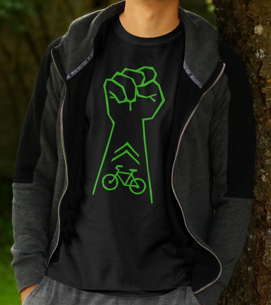 Bike Activist Fist With Green Bicycle T-Shirt