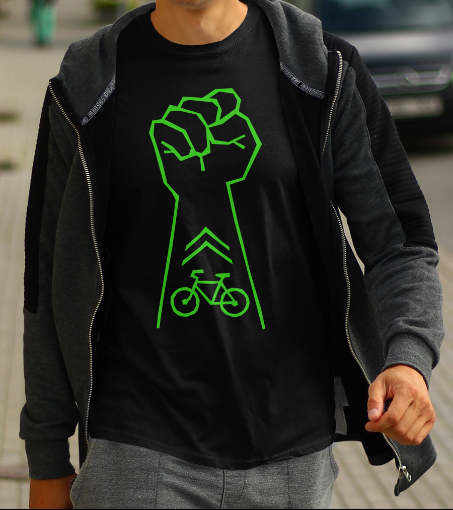 Bike Activist Fist With Green Bicycle T-Shirt