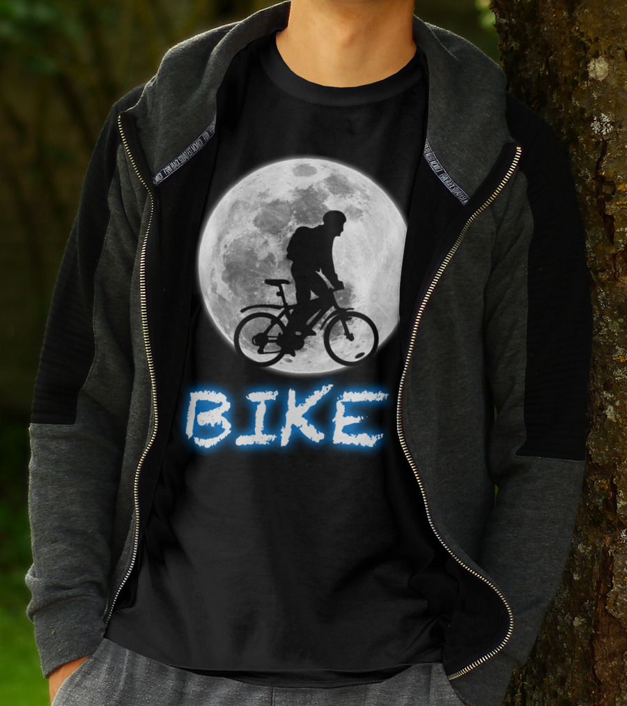 BIKE Silhouette Blue Moon Cycling Adventure T-Shirt