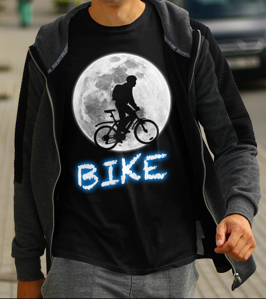 BIKE Silhouette Blue Moon Cycling Adventure T-Shirt