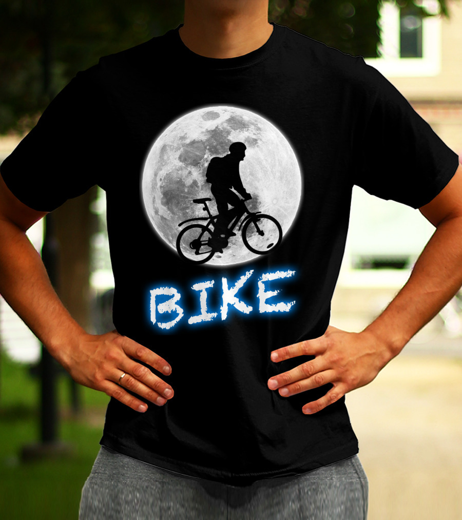 BIKE Silhouette Blue Moon Cycling Adventure T-Shirt