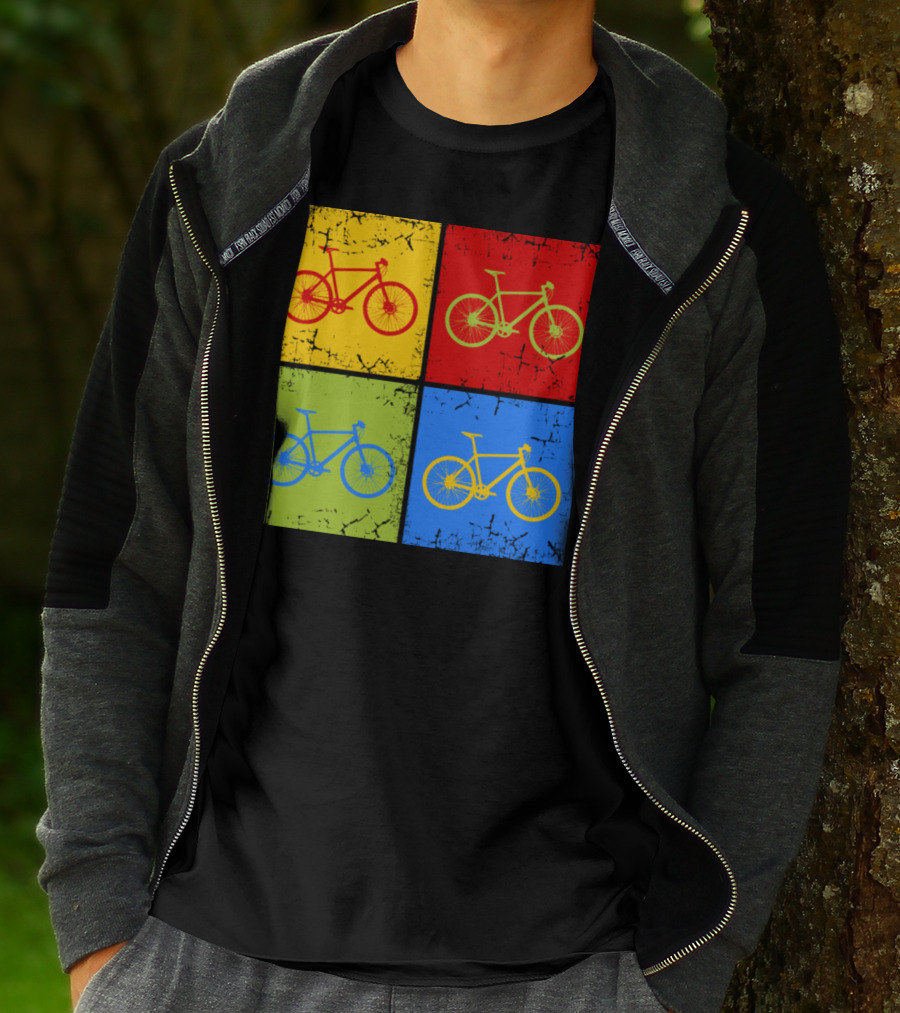 Bike Pop Art Colorful Bicycle Squares T-Shirt