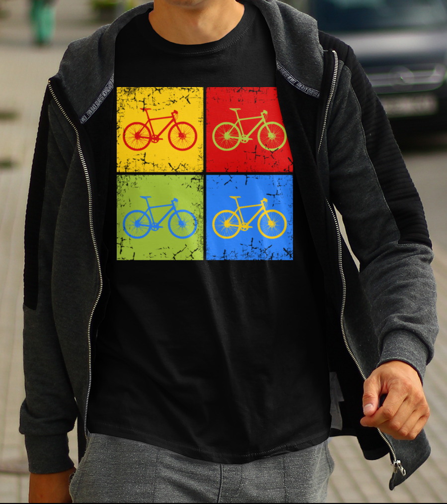 Bike Pop Art Colorful Bicycle Squares T-Shirt
