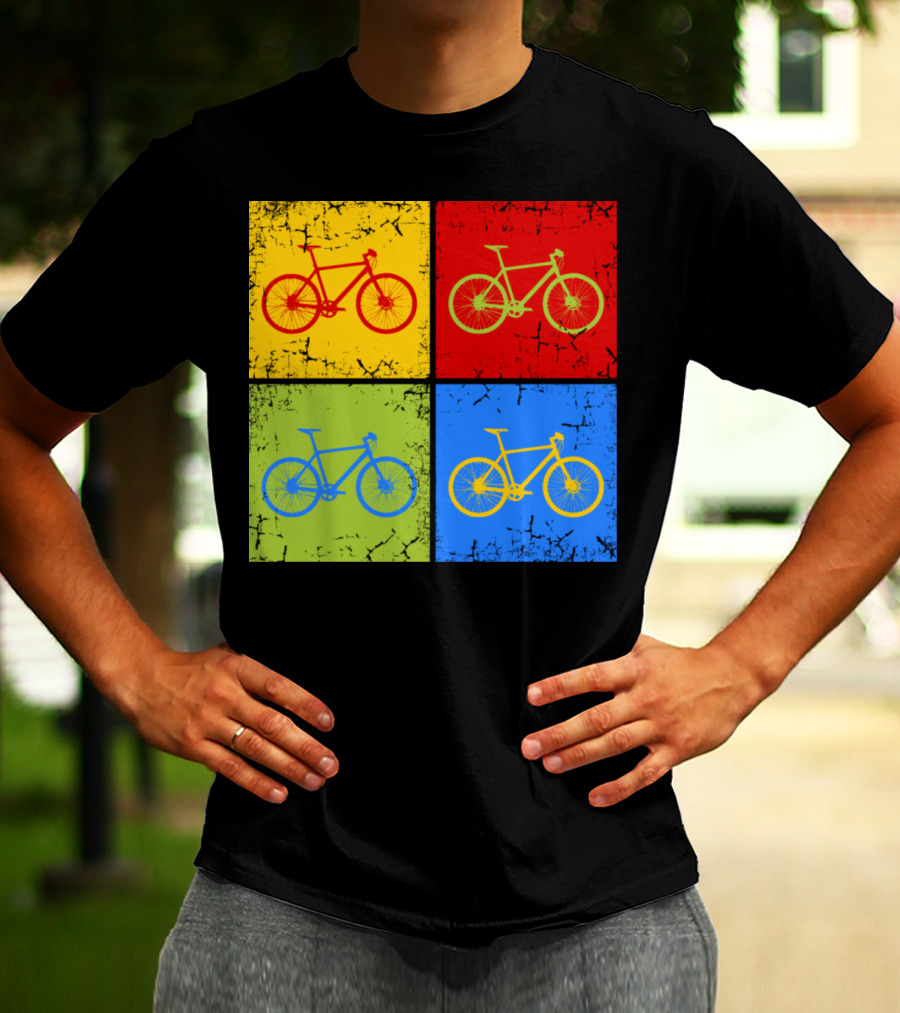 Bike Pop Art Colorful Bicycle Squares T-Shirt