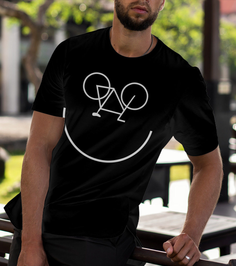 Bike Smiley Face Outline T-Shirt