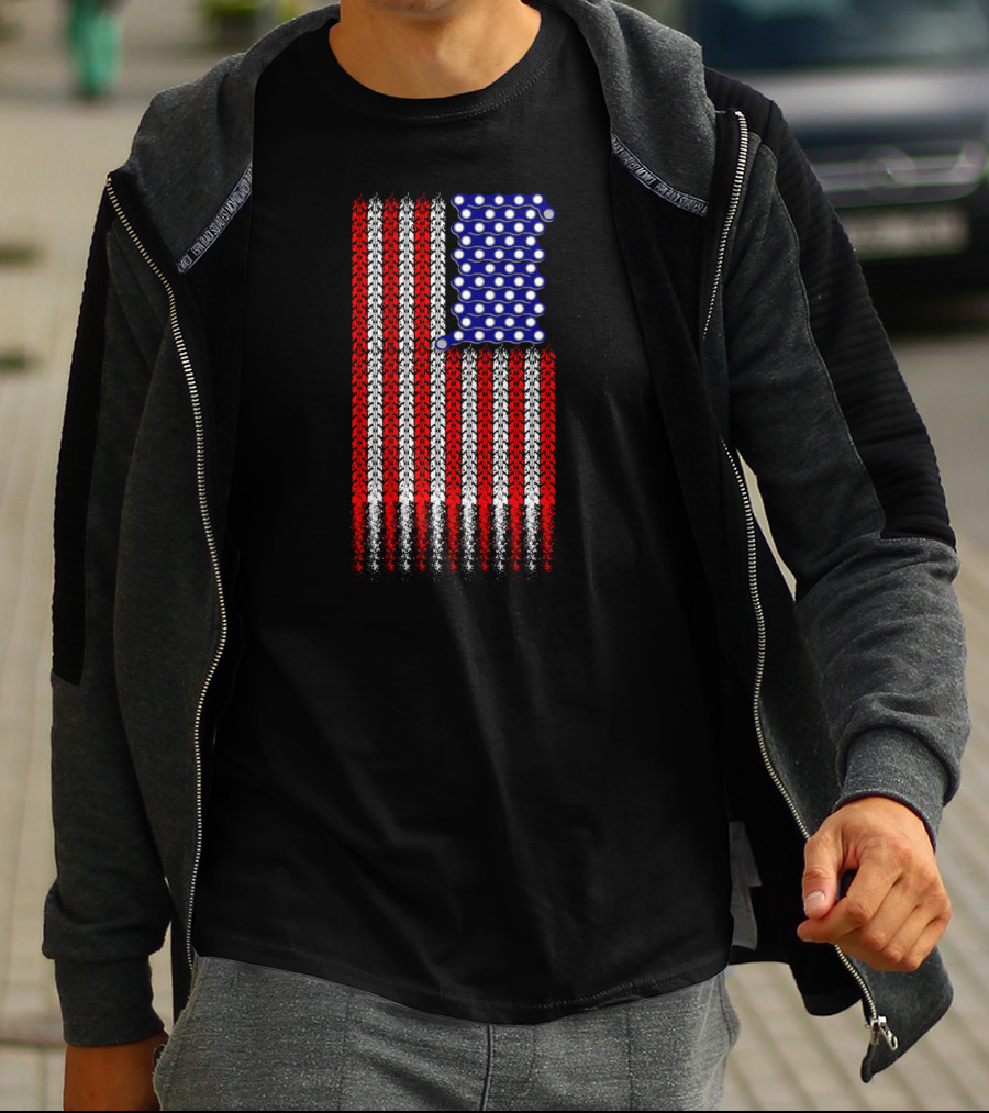 Bike Tread Pattern USA Flag T-Shirt