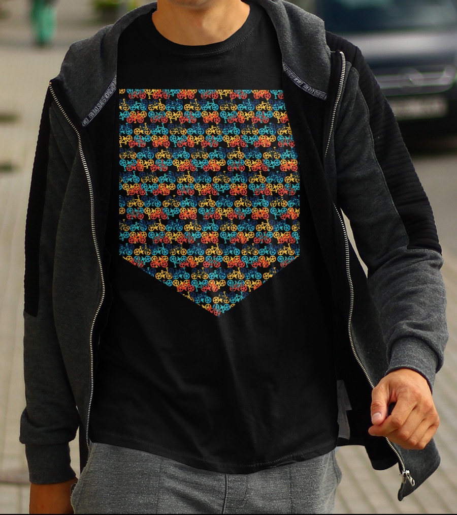 Bikes Pattern Multicolor Repeating T-Shirt