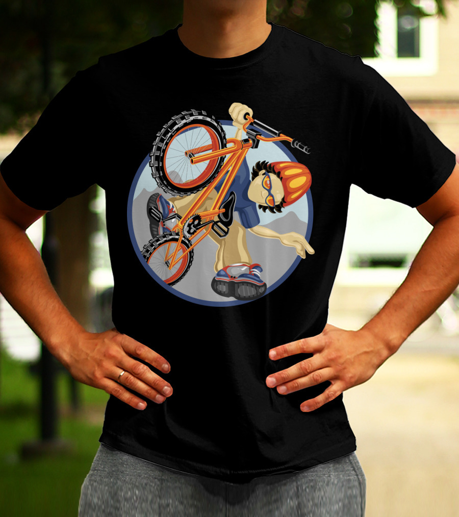 BMX Boy Extreme Stunt Rider With Helmet And Sunglasses T-Shirt