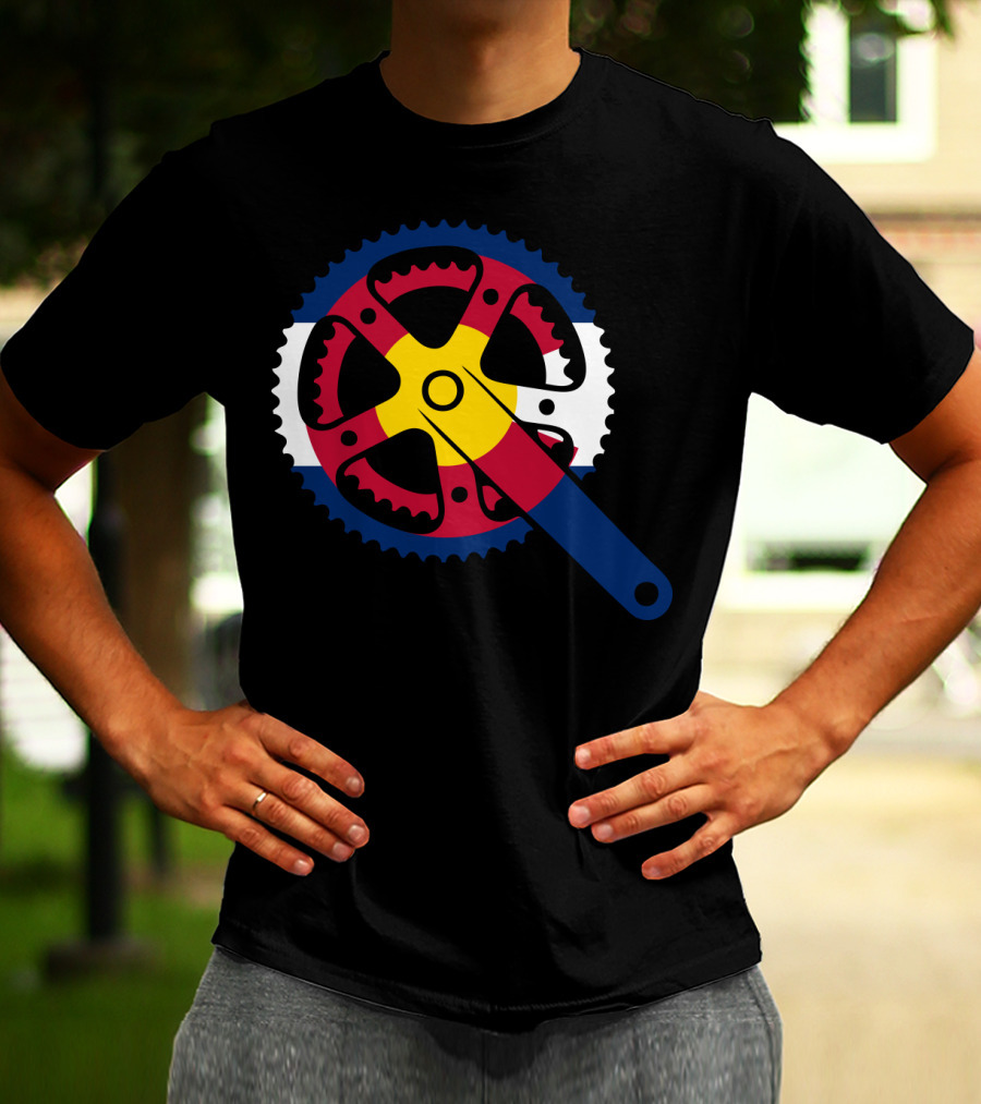 Colorado Bicycle Chainring With State Flag Colors T-Shirt