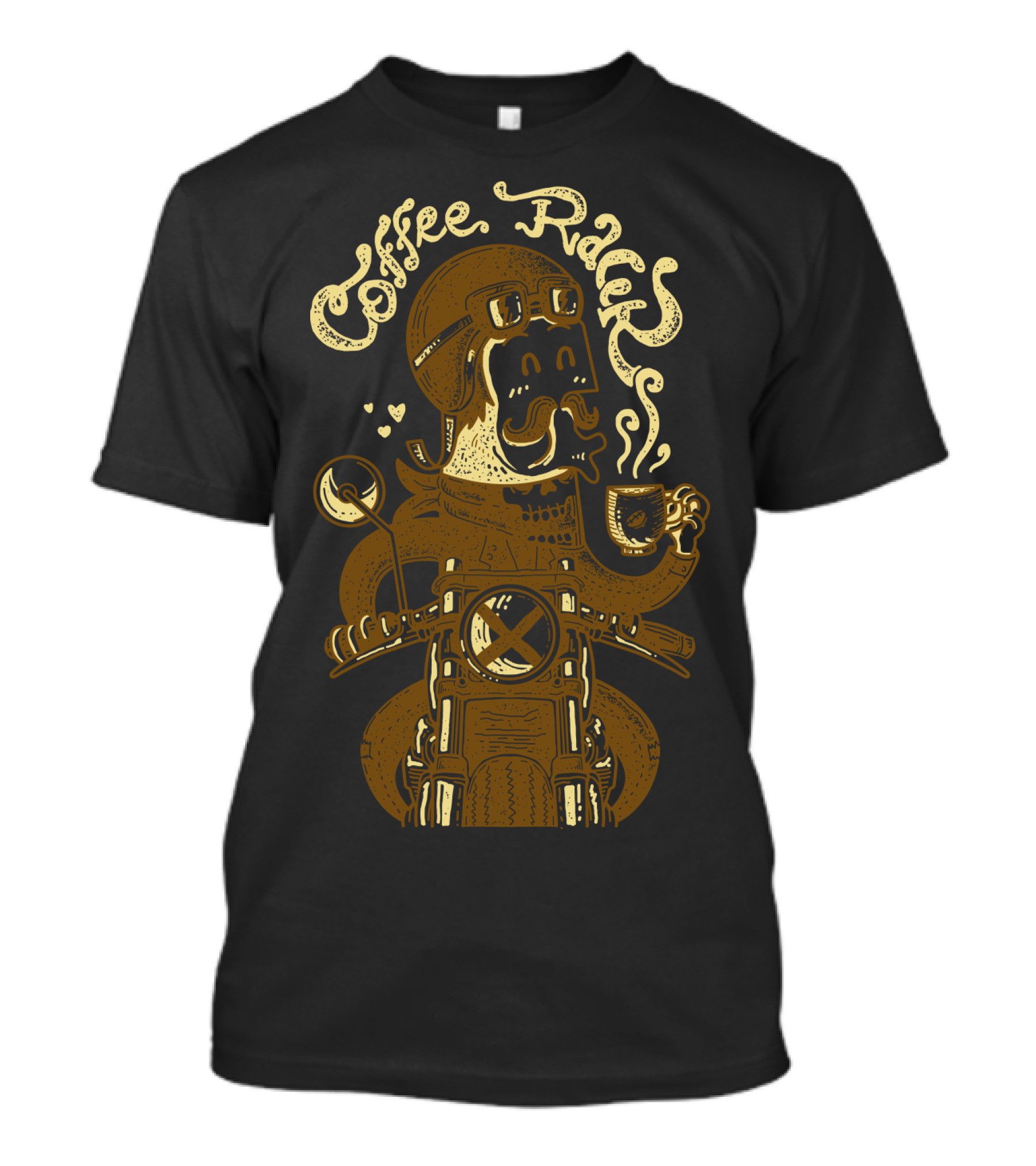 Coffee Racer Motorcycle Hipster Drinking Coffee T-Shirt
