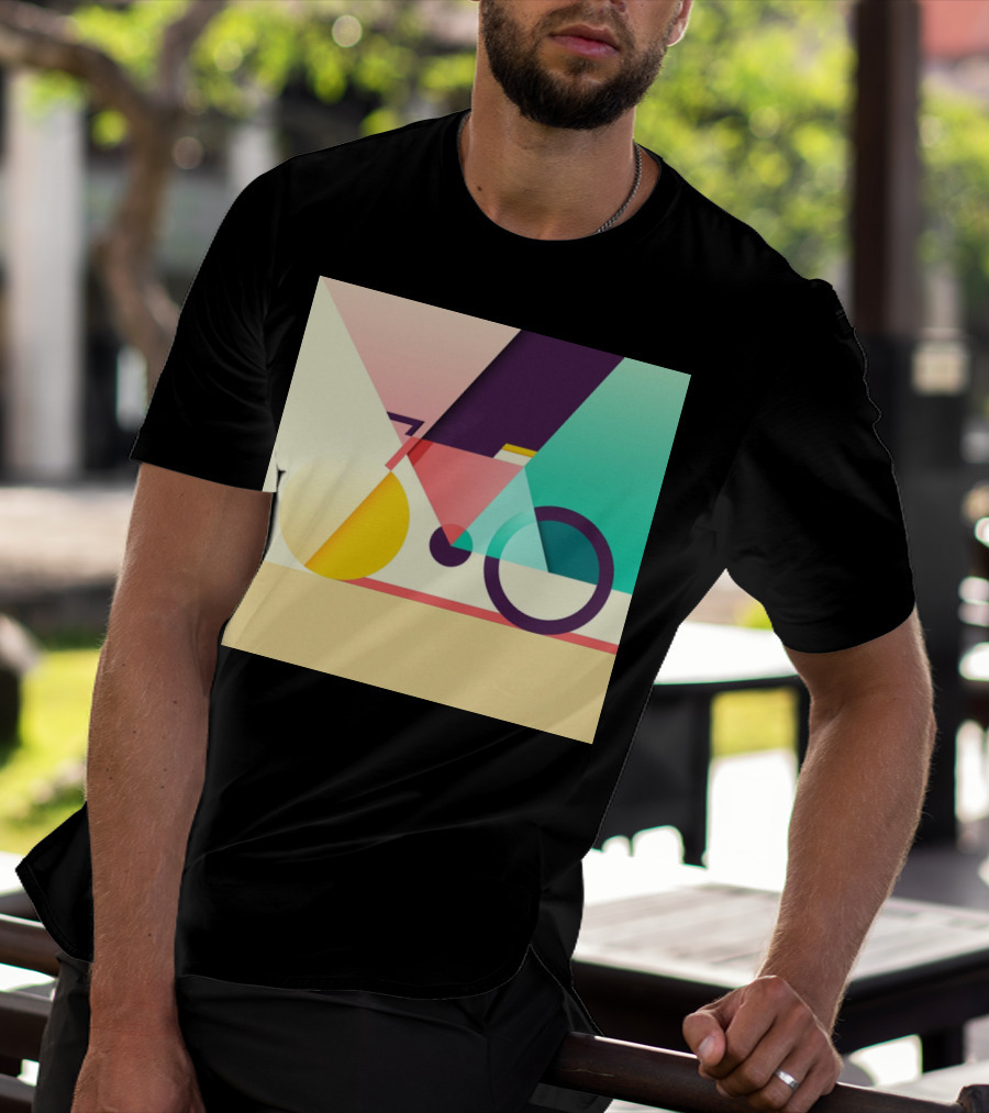 Colourful Geometric Bicycle Abstraction T-Shirt