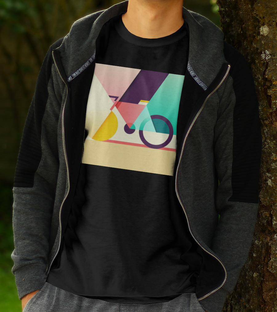 Colourful Geometric Bicycle Abstraction T-Shirt