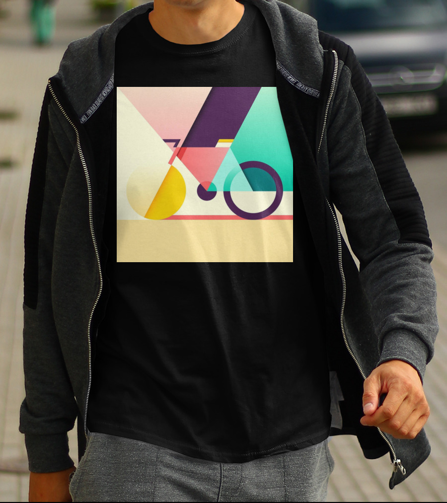 Colourful Geometric Bicycle Abstraction T-Shirt