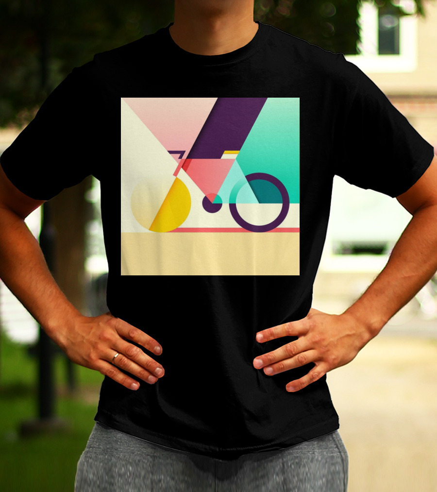 Colourful Geometric Bicycle Abstraction T-Shirt