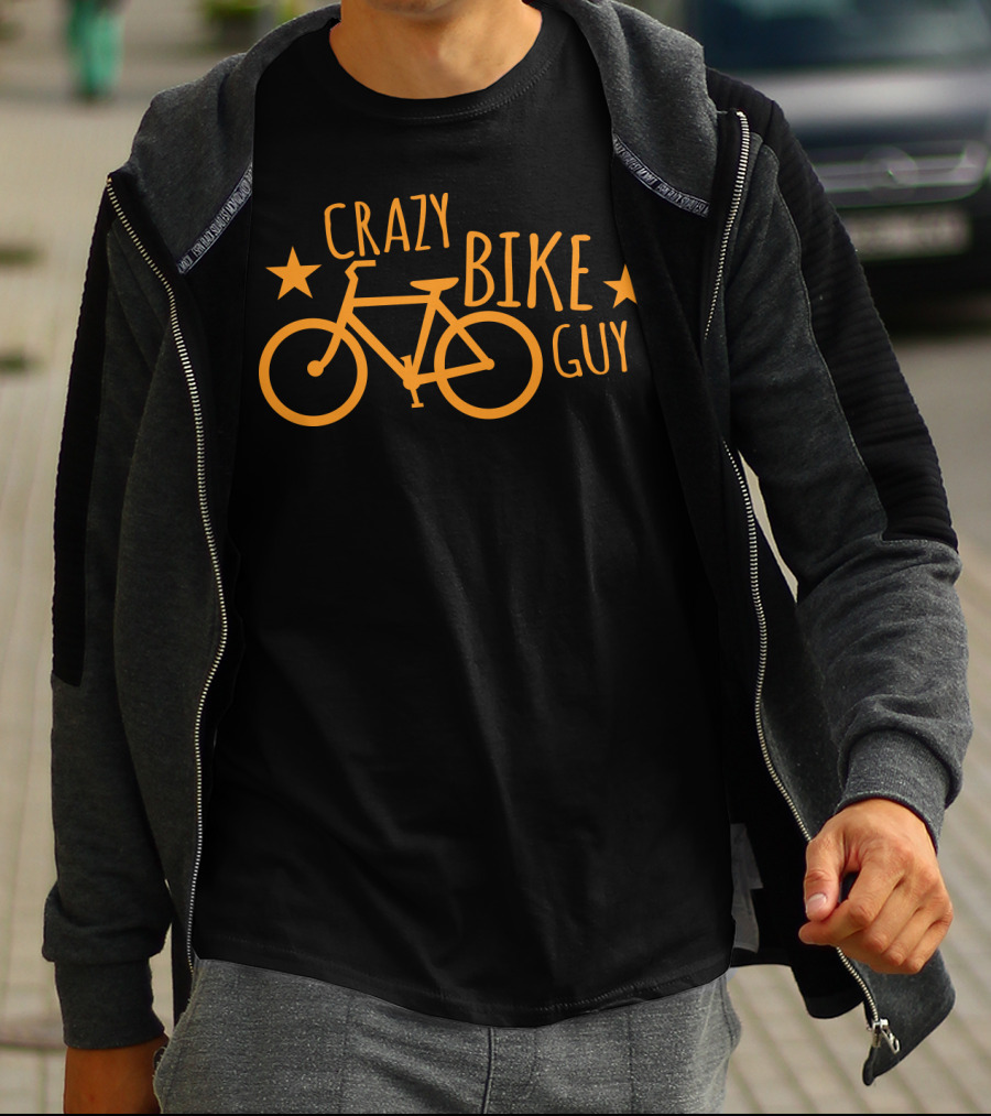 CRAZY BIKE GUY Bicycle Stars Fun T-Shirt