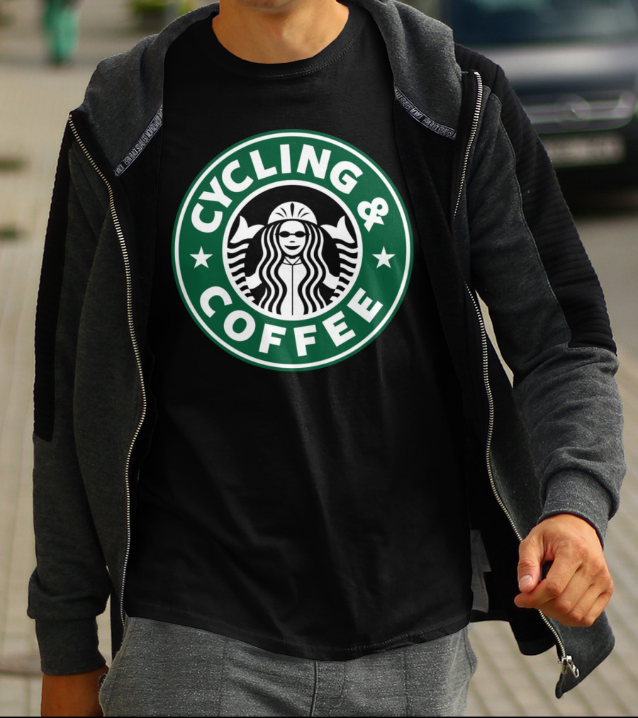 Cycling And Coffee Logo Parody Starbucks T-Shirt