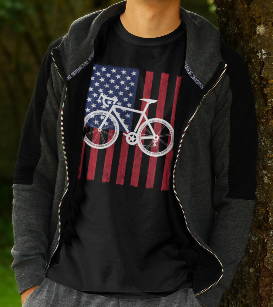 USA Flag Bicycle T-Shirt