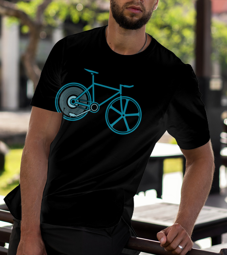 Fixed Beats Bicycle Blueprint Audio Wheel T-Shirt